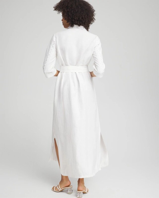 Linen Lace Shirt Dress - image 3